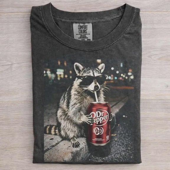 Raccoon Graphic Shirt, Vintage Dr Pepper Raccoon Tee Unisex S-5XL Hot Trending Shirt Birthday Gift