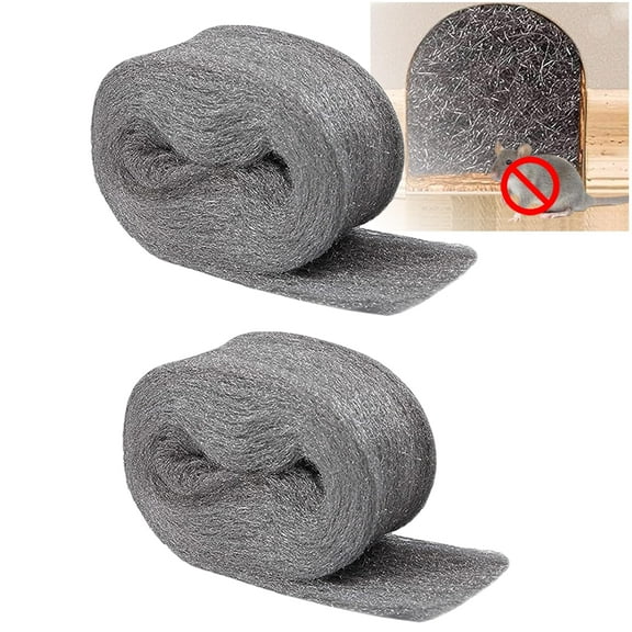 MODANU 2 Rolls Steel Wool for Mice Control 3in ×12 ft Steel Wool, Gap Filter for House & Garage - Keep Mice Away from Holes, Siding, Pipeline, Vents in Garden, House