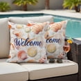 thumbnail image 4 of Red Orange Shell Coastal Outdoor Waterproof Pillow Covers, Summer Beach Starfish Ocean Decorative Square Throw Pillowcase Sofa Cushion Sham for Patio/Couch/Chair, 16"x16" 2 Pack, 4 of 8