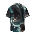 thumbnail image 6 of Lsque Wave Ocean Animal Shark print Men's Cuban Collar Short Sleeve Shirt Summer Beachwear Casual Button Down Fashionable Vacation Leisure Shirt-Medium, 6 of 7