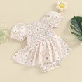 thumbnail image 3 of Bagilaanoe Newborn Summer Outfits Baby Girl Rompers Dress Floral Print Short Sleeve Bodysuits 3M 6M 12M 18M Infant Patchwork A-line Dresses, 3 of 7