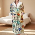 thumbnail image 2 of Women's Fleece Plush Robe Long Warm Plush Bathrobe Loungewear Jacket Printed Comfort Robe, 2 of 5