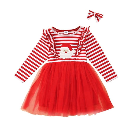 

NECHOLOGY Clothes Girl 6 Years Long Christmas Sleeve Party Toddler Girls Santa Baby Xmas Princess Tulle Dress Stretchy Sundress Dress Red 4 Years