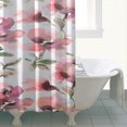 thumbnail image 3 of Ensemble de Rideaux de Douche avec Fermeture à Pression, Fleurs Rouges et Grises (5) Rideaux de Douche Réutilisables, Motif Polyester, 72x72 Pouces, 3 of 4