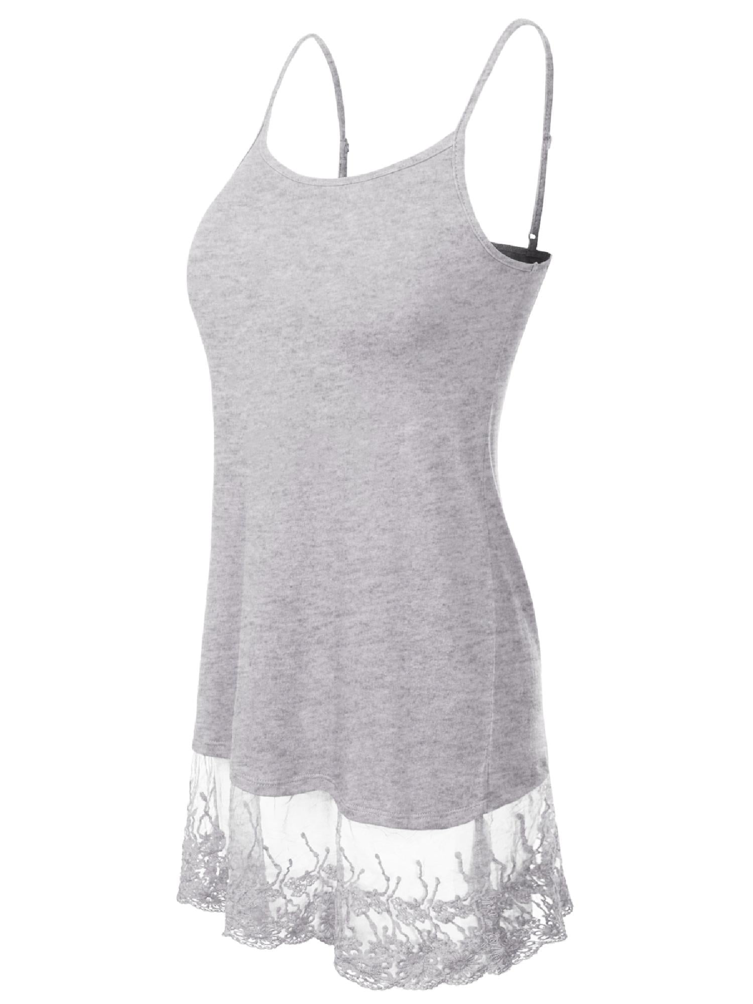 Made by Olivia Women's Long Line Cami with Lace Extender Camisole Tank Top  