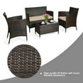 thumbnail image 3 of Canddidliike Patio Furniture 4 Pieces Comfortable Outdoor Rattan Sofa Set, Outdoor Wicker Rattan Chairs Garden Backyard Balcony Porch Poolside loveseat with Glass Coffee Table-Beige & Red, 3 of 7