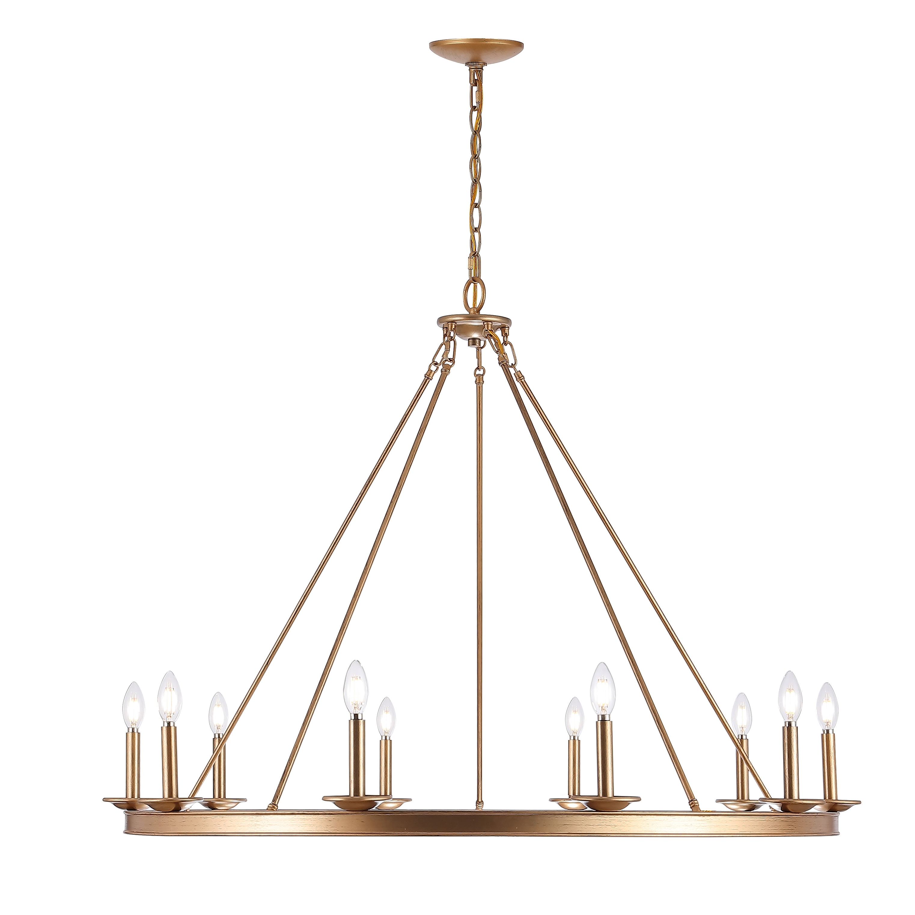 SAFAVIEH Telta 10 Light Industrial Adjustable Chandelier, Gold Painted