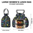 thumbnail image 5 of DarkBlue Dinosaurs Words Pattern Drawstring Lunch Bag Women - Drawstring Lunch Bag Insulated for Work Office - Stain-Resistant Large Lunchbags for Women with Multi-Pockets, 5 of 6