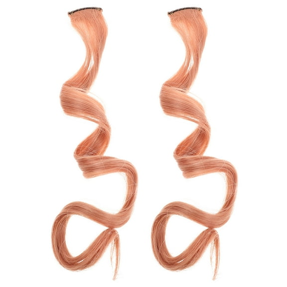 Raindrops Light Pink Hair Extensions 2Pcs Curly 60X1.4X0.2in for Women Cosplay Party