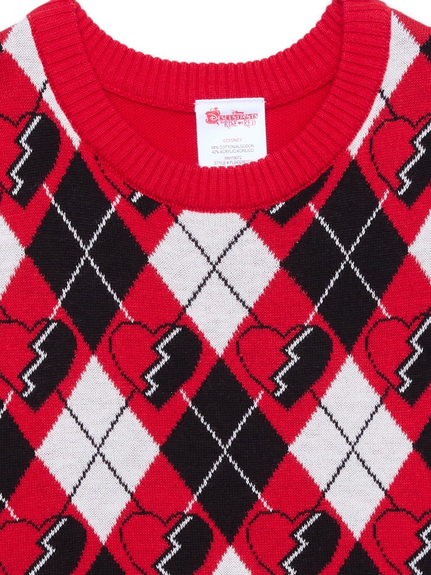 Disney Girls Descendants The Rise of Red Heart Sweater Vest, Sizes 4-16