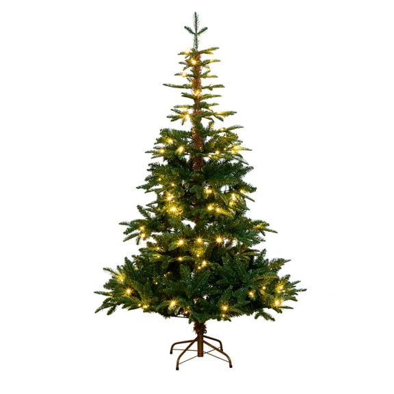 Nearly Natural 6ft. Pre-Lit Artificial Idaho Mixed Fir Christmas Tree with 130 Warm White LED Lights