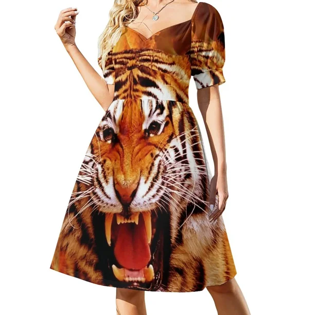 Vestido sin mangas de Tigre y llama para mujer vestidos de cumpleaños de lujo para mujer