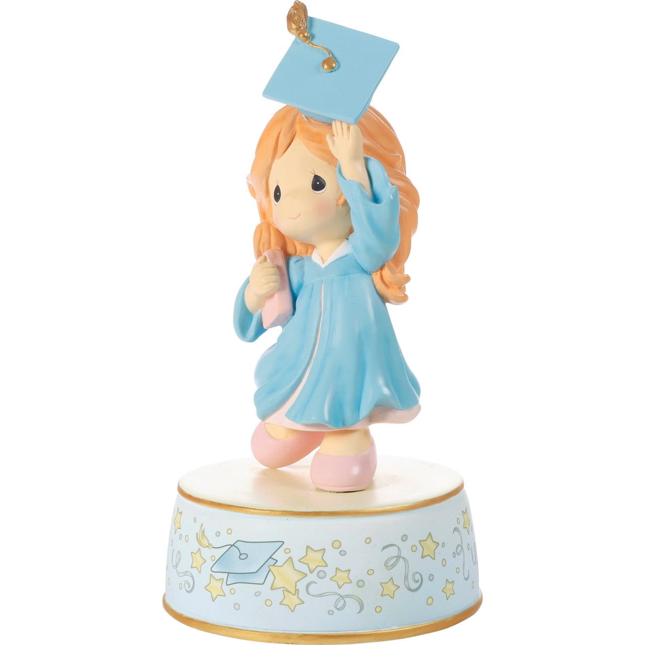 Precious Moments From Cap And Gown To New Horizons Red Hair/Blue Gown Graduation Musical, 1 Each