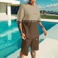 thumbnail image 2 of GERsome Color Block 2 Piece Outfits for Men Summer Lounge Sets Short Sleeve Crew Neck Tops and Shorts Tracksuits Sets S-4XL, 2 of 5