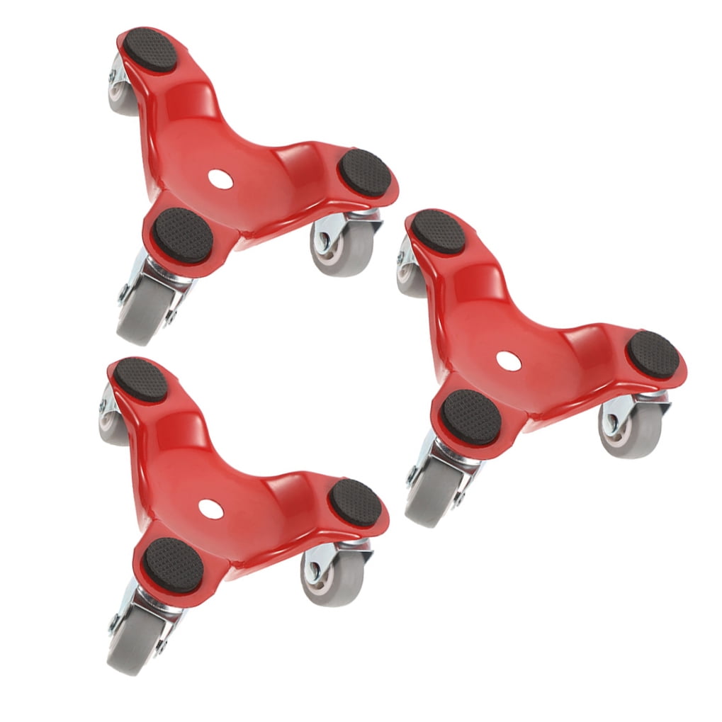 Phenofice 3Pcs Heavy Duty Metal Furniture Moving Dollies Red for Home Use Moving and Rearranging