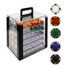 1000 Tri-Color Ace King Clay Poker Chips w Acrylic Case