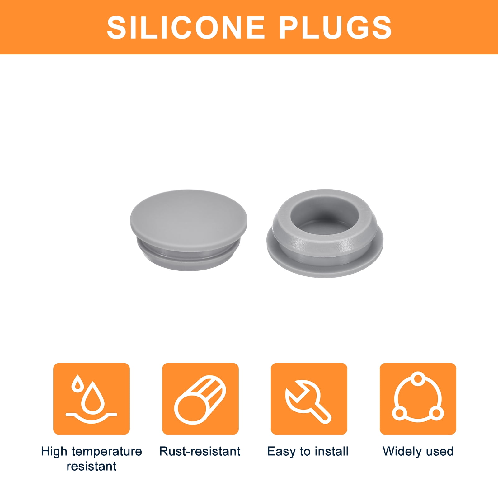 Uxcell 38-Pack Silicone Hole Plugs – Snap-in Locking Plugs For 7-8mm Holes, Waterproof, Grey