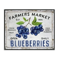 Stupell Industries Farmers Market Blueberries Food & Beverage Painting Black Framed Art Print Wall Art, 14 x 11