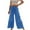 Blue, variant on Fesfesfes Women Pant Fashion Casual High Waist Elastic Waist Drawstring Straps Solid Color Ruffle Wide Leg Long Pants