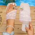 thumbnail image 2 of THDHVS White Sandals woman,Flat Sandals for Women,Women Summer Mesh Slip On Sandals Elegant Toe Loop Style for Dressy Outfits White, 2 of 10