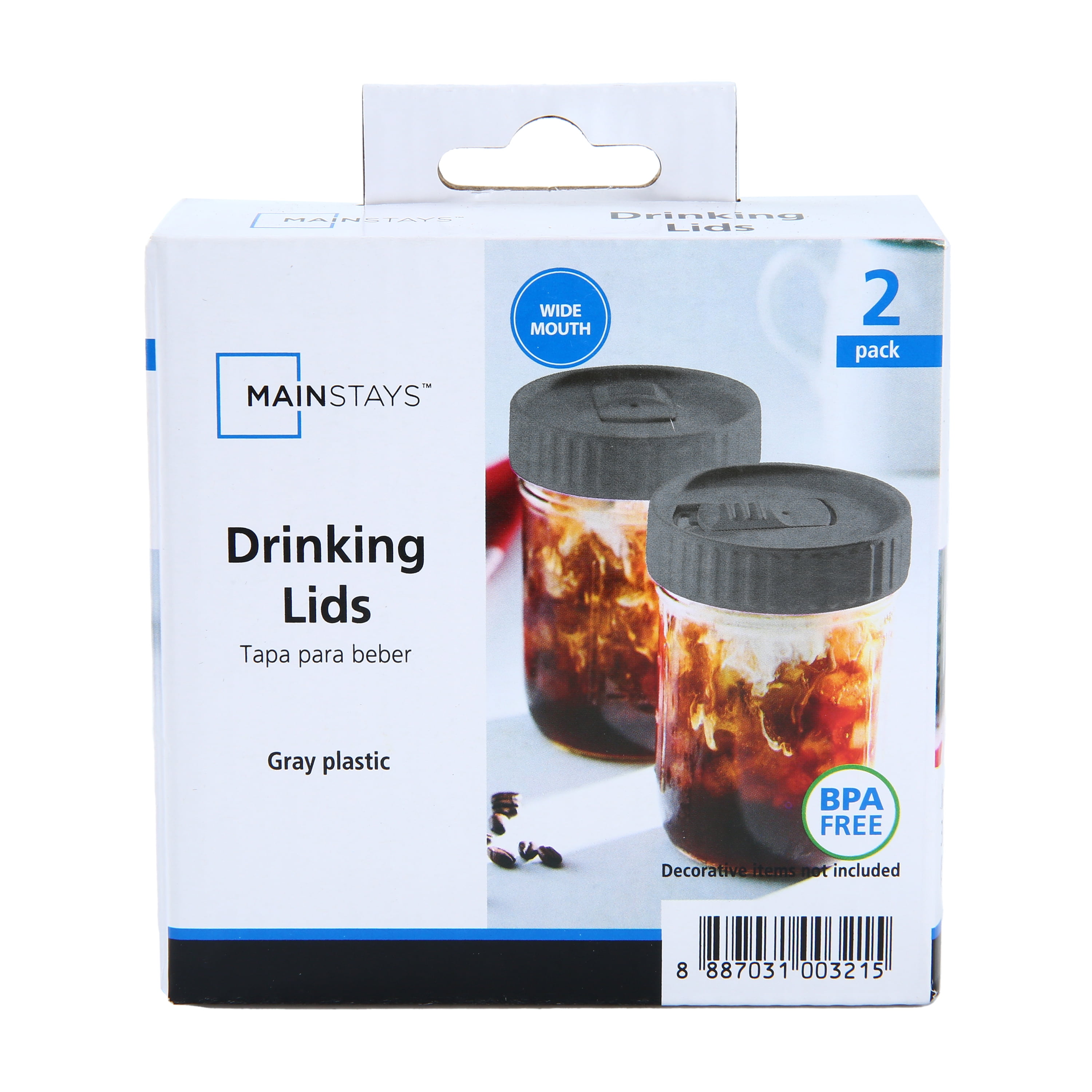 (6 pack) Mainstays BPA-Free Plastic Mason Jar Lids for Drinking – Dishwasher Safe Gray Canning Jar Lids