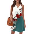 thumbnail image 4 of Womens Summer Dresses 2026 Loose V Neck Sleeveless Sundresses Swimsuit Coverup with Pockets Floral Blue 2XL, 4 of 8