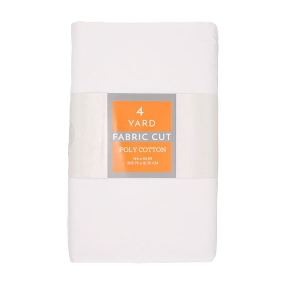 Shason Textile 4 Yard Cut Poly Cotton Fabric, White, 44" Wide for Craft & Quilting Projects