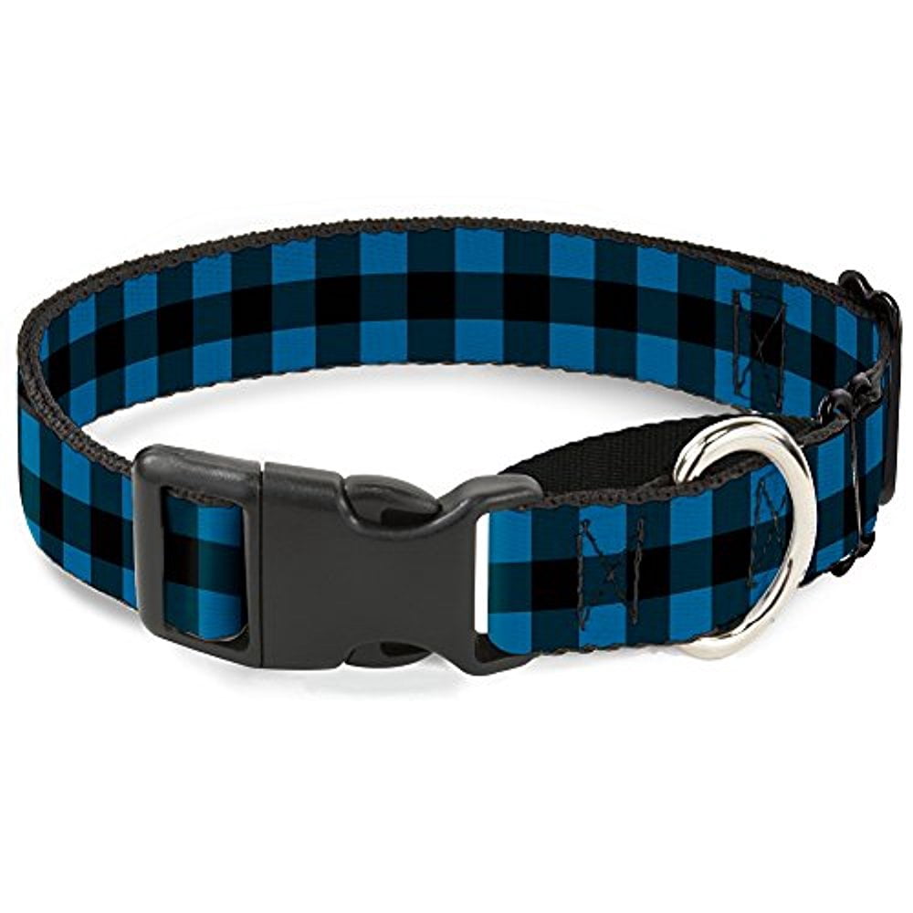buckle-down buffalo plaid black turquoise martingale dog collar