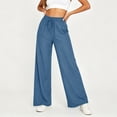 thumbnail image 5 of Pants for Women,Jeans for Women High Waisted Wide Leg Womens Jeans with Pockets Elastic Waist Strechy Drawstring Pull On Denim-Like Pants, 5 of 9