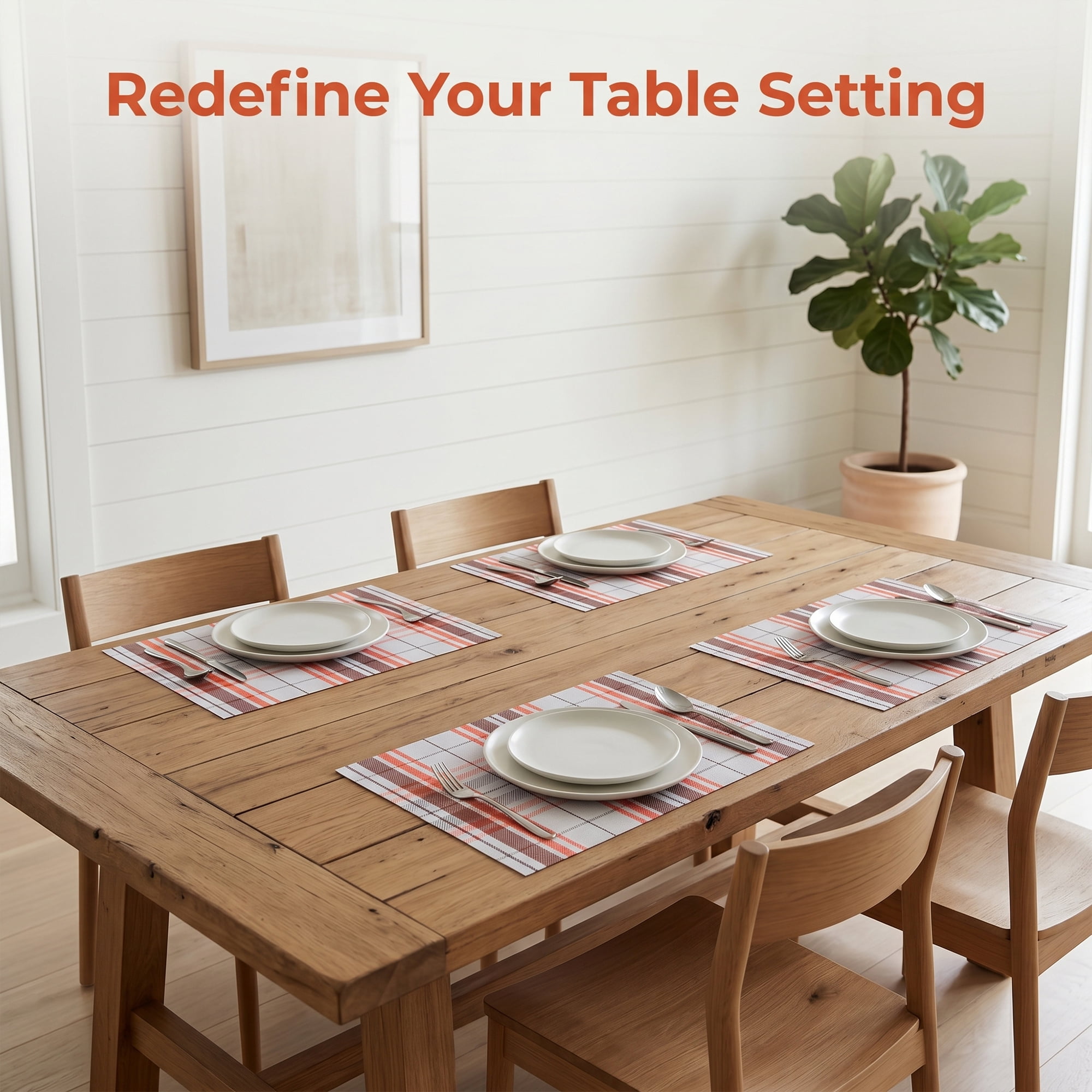 Unique Bargains Placemats Set of 6 Placemats for Kitchen Dining Table Washable Red