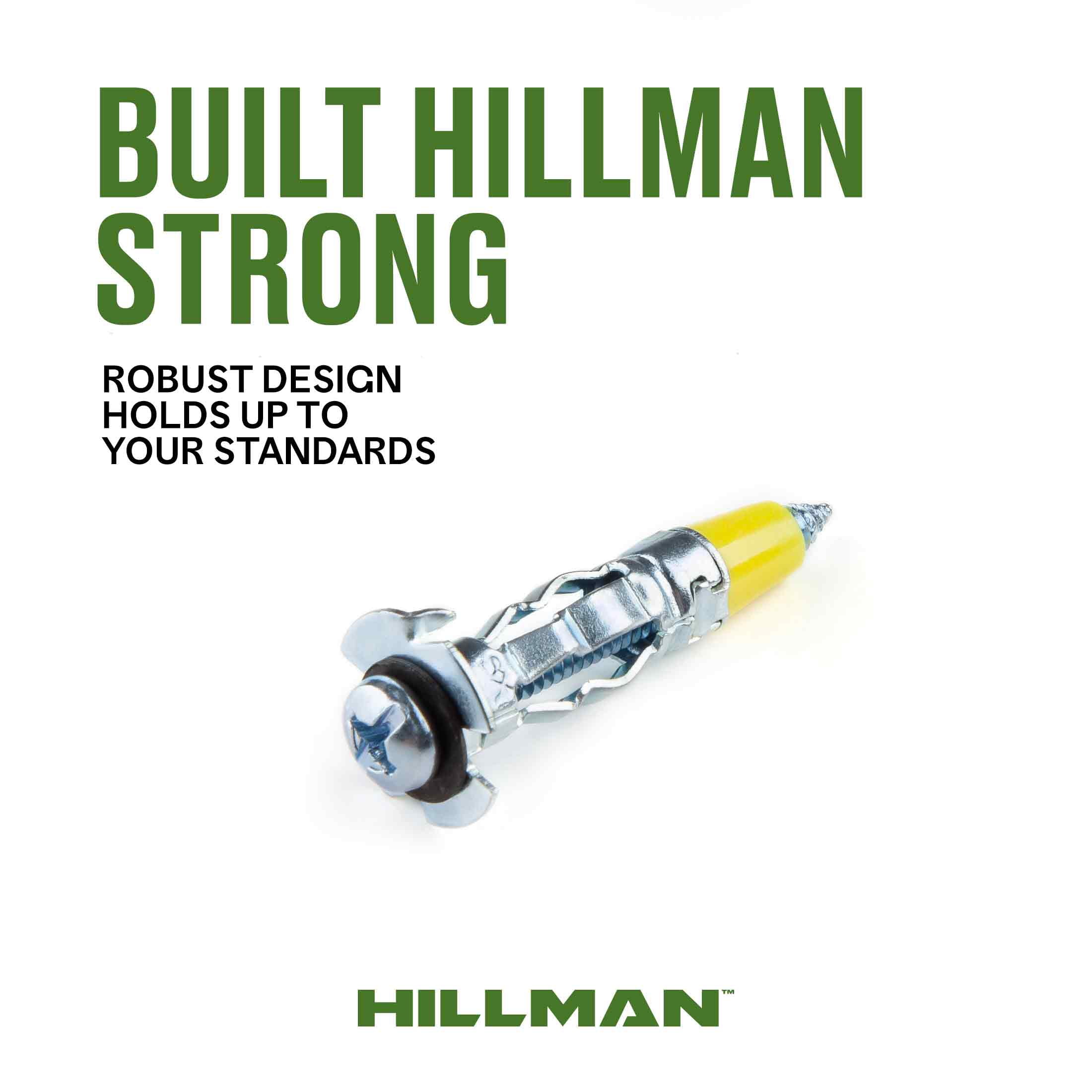 (4 pack) Hillman Drywall Anchor Screws, 1/8" x DXS, Steel, Zinc, Corrosion Resistant, 60 lbs, Silver, 12 sets