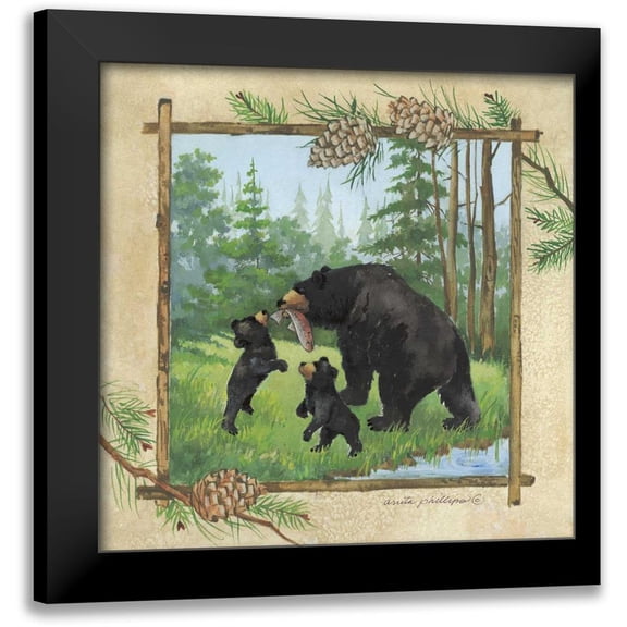 Phillips, Anita 12x12 Black Modern Framed Museum Art Print Titled - Black Bears III