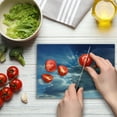 thumbnail image 3 of Landscape Cutting Board, Sunshine Sun Rays Breaking Through Huge Dark Clouds View Landscape Picture, Decorative Tempered Glass Cutting and Serving Board, Small Size, Grey Blue, by Ambesonne, 3 of 5