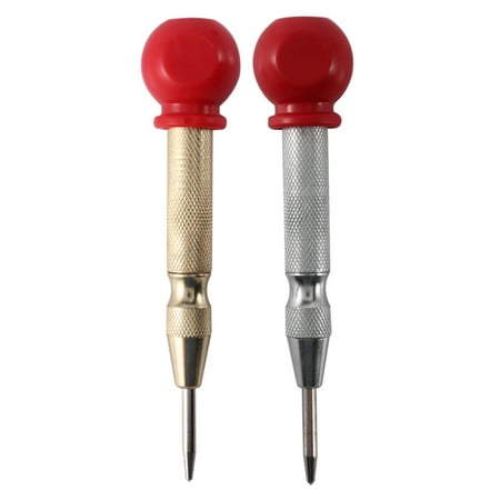 

2 Pcs High Speed Center Punch Center Hole Punch Marker Scriber For Wood Metal Plastic Car Window Puncher Breaker Tool With Cushion Cap And Adjustable Impact-Gold/Silver