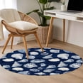 thumbnail image 5 of Summer Ocean Round Living Room Rugs 3.3 ft, Watercolor Blue Shell Conch Nautilus Washable Area Rug with Non-Slip Sturdy Edge Binding Round Front Door Mat Floor Carpet for Entryway, 5 of 9
