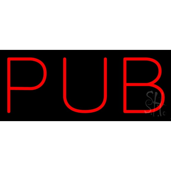 Red Pub LED Neon Sign 6 x 15 - inches, Clear Edge Cut Acrylic Backing, with Dimmer - Bright and Premium built indoor LED Neon Sign for Bar decor.