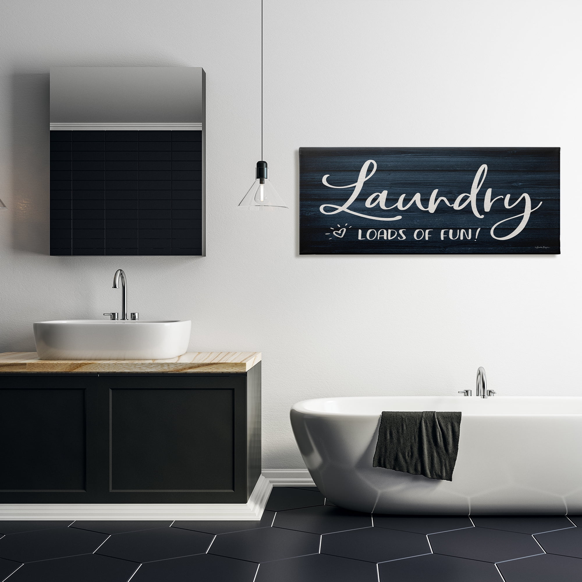 Stupell Industries Loads of Fun Laundry Typography Painting Gallery Wrapped Canvas Art Print Wall Art, 48 x 20
