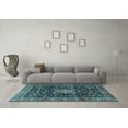 thumbnail image 3 of Ahgly Company Indoor Square Medallion Light Blue Traditional Area Rugs, 7' Square, 3 of 4
