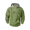 thumbnail image 5 of Sweatshirts for Men Hooded Quarter Zip Loose Pullover Winter Casual Patchwork Long Sleeve Sweatshirt with Pockets Daily Casual Athletic Wear, 5 of 7