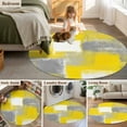 thumbnail image 6 of Round Area Rug 5ft,Yellow Watercolor Oil Painting Art Washable Carpet Non-Slip Runner Accent Rugs Indoor Floor Mat for Bedroom Living Room Decor,Gray Color Block, 6 of 9
