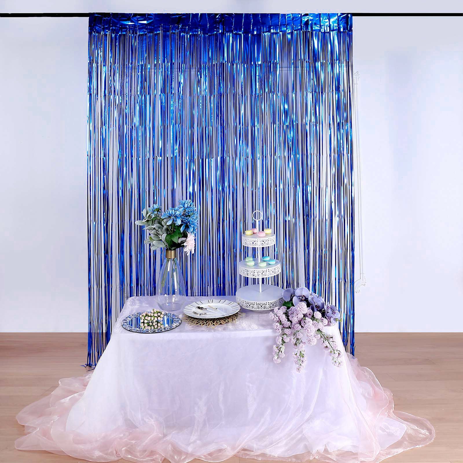 Efavormart 8ft Royal Blue Metallic Foil Fringe Curtain - Doorway and Party  Backdrop Curtain for Wedding, Banquet Halls, Party, Restaurants, Photo  Booth Decorations 
