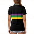thumbnail image 4 of Hearthz Striped Women's Short-Sleeve Polo Shirt 3 Buttons Collared Tennis Activewear UPF 50+ Sun Protection Golf Polos Shirt Black L, 4 of 6