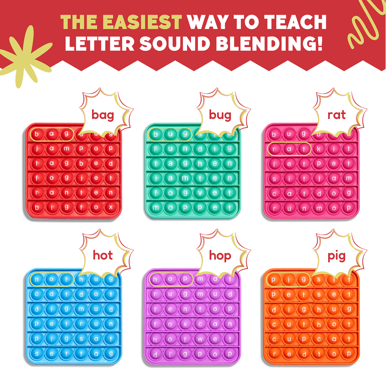The Fidget Game Word Pop CVC Words Mats for Classrooms (Pack of 6