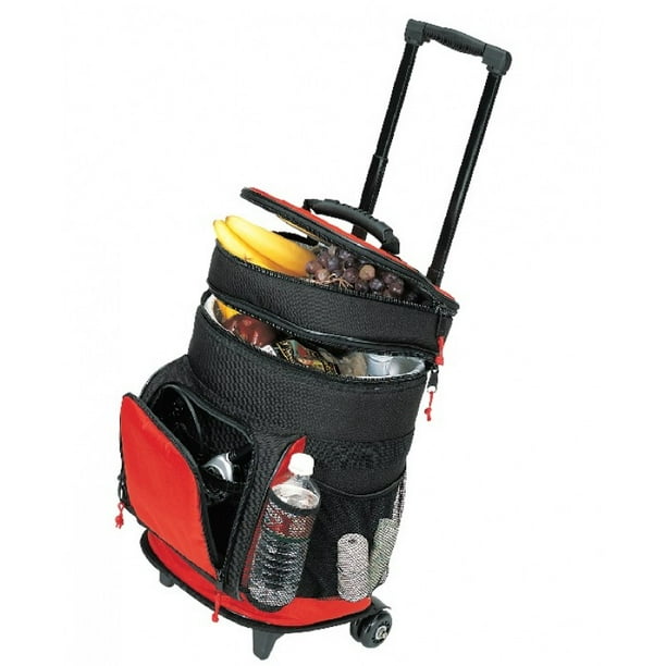 Deluxe Rolling Cooler Bag Beach Insulated Wheeled Picnic Soft Cooler
