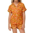 thumbnail image 2 of LIUJUNSHOP Girls Two Piece Pajama Set Short Sleeve Fruit Print Loungewear Comfortable Soft Sleepwear Outfit for Kids Home Everyday Wear Orange 10-11 Years, 2 of 4