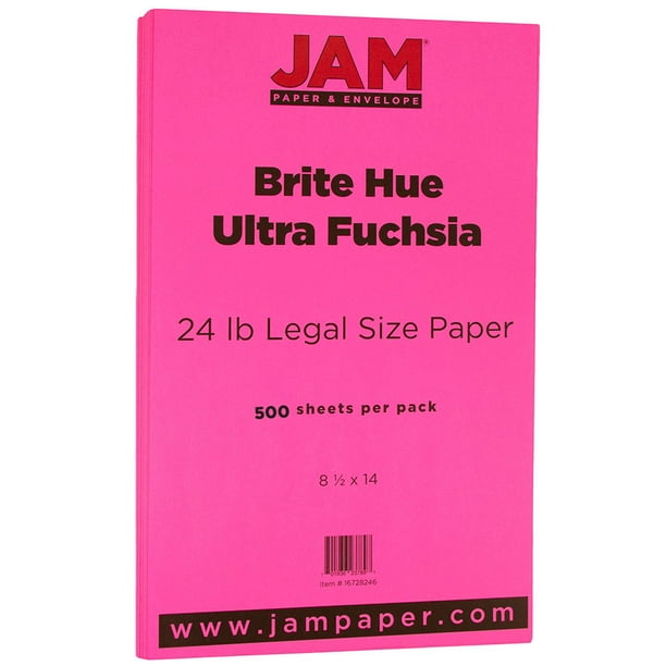 Jam Bright Legal Paper 8 5x14 500 Pack 24lb Ultra Fuchsia