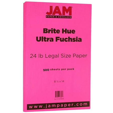 UPC: 0600988698772 | JAM Legal Paper  8.5×14  500/Pack  24lb Fuchsia