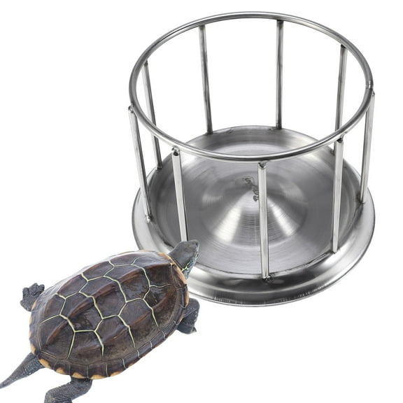 UPKOCH Compact Reptile Water Feeder Stainless Steel Bowl Silver Prevent Fighting Turtle Feeder 1Set