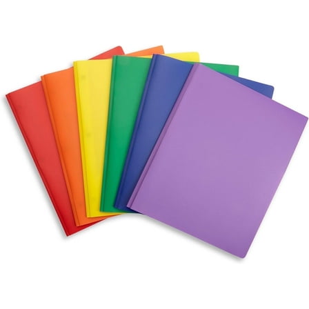 M·SOUTGONE 6 Pack Multicolor Plastic Folders with 3 Prongs, Ideal for School, College, Home, and Office