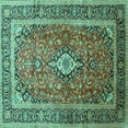 thumbnail image 1 of Ahgly Company Indoor Square Medallion Turquoise Blue Traditional Area Rugs, 4' Square, 1 of 4